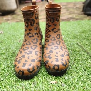 Hunter "Thicket" Leopard  Ankle Rain Boots Size 10